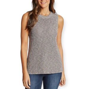 Ella Moss Sleeveless Scoop Neck Knit Sweater in Heather Gray